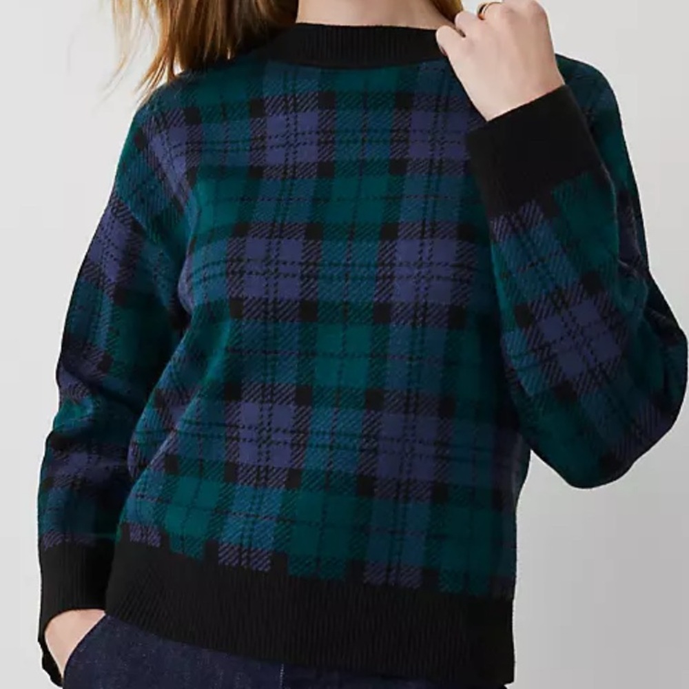 ANN TAYLOR Green Blackwatch Plaid Sweater NWT! XXL
